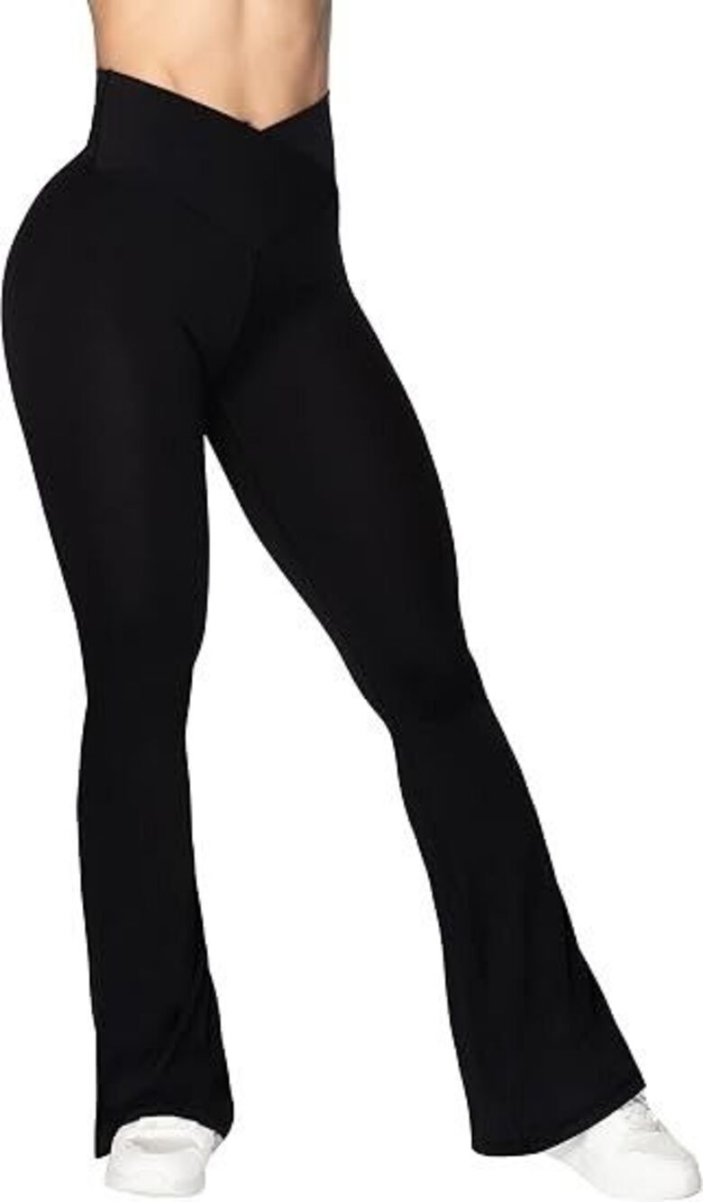 Sunzel Flare Leggings, Crossover Yoga Pants with Tummy Control, High-Waisted XL
